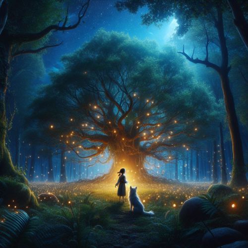 Discover the magic of the enchanted Forest of Whispers with Ava and her faithful companion Luna as they encounter the mystical Tree of Wishes